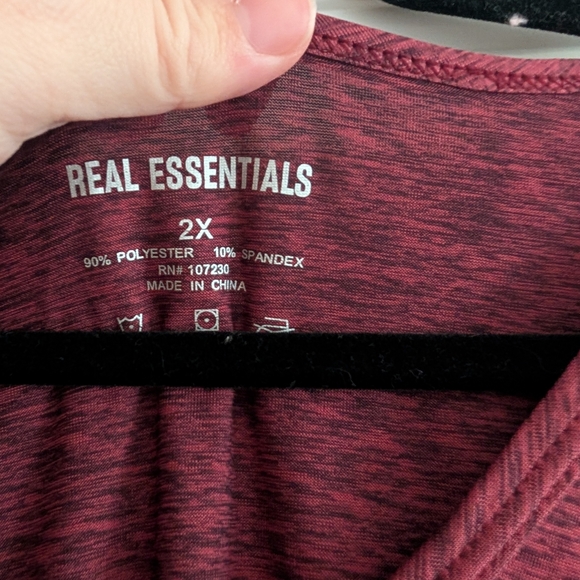 Bundle Of 3 Real Essentials Women's V-Neck Short Sleeve Tees - Teal, Black, Red - Picture 4 of 9